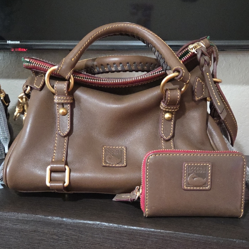 Dooney & Bourke Mini Elephant/taupe Florentine Satchel with matching-Zip Wallet